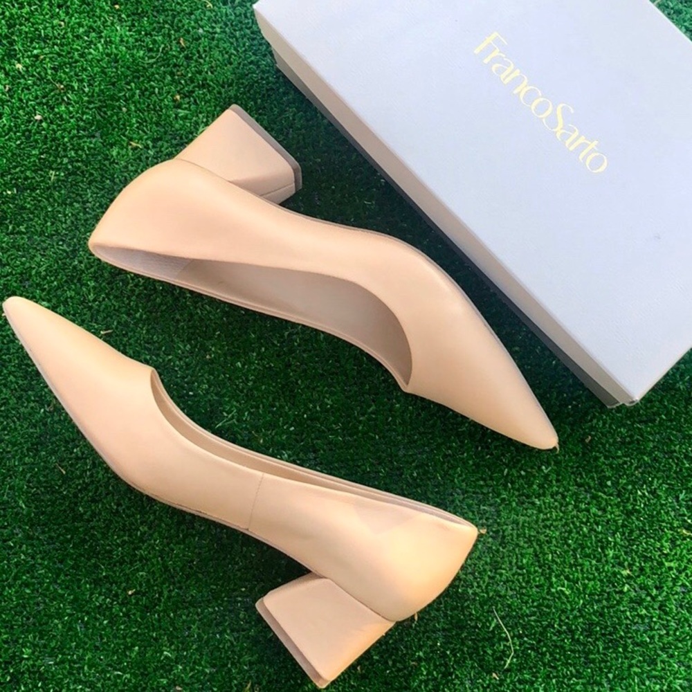LEATHER BLOCK HEEL BEIGE FRANCO SARTO